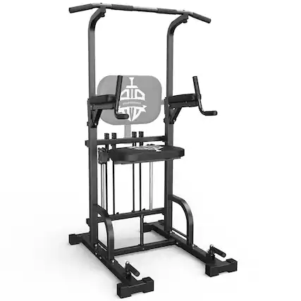 Front. Sportsroyals - Power Tower Pull Up Bar Station, 450LBS Stable Pull Up Dip Station for Home Gym Strength Training Equipment - black.