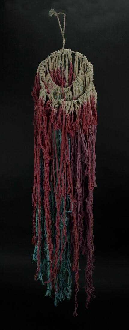 Alt View 1. Zeckos - Pink and Blue Dip Dyed Boho Cotton Macrame Dream Catcher - Multicolored.