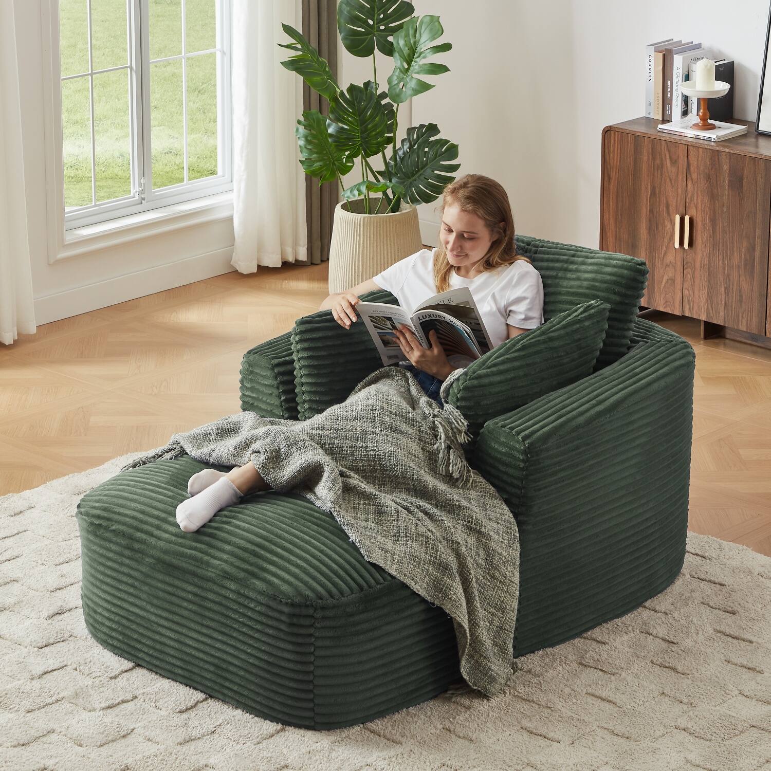 Alt View 8. Z-Edge - Corduroy sleeper sofa couch, no assembly needed. Perfect for Living Room/Dorm/Apartment - Green - Green.