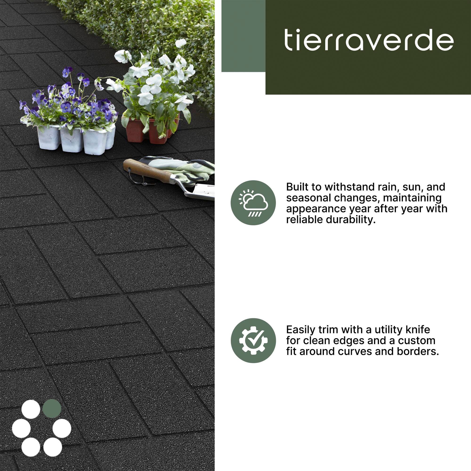 tierraverde

Built to withstand rain, sun, and seasonal changes, maintaining appearance year after year with reliable durability. Easily trim with a utility knife for clean edges and a custom fit around curves and borders.