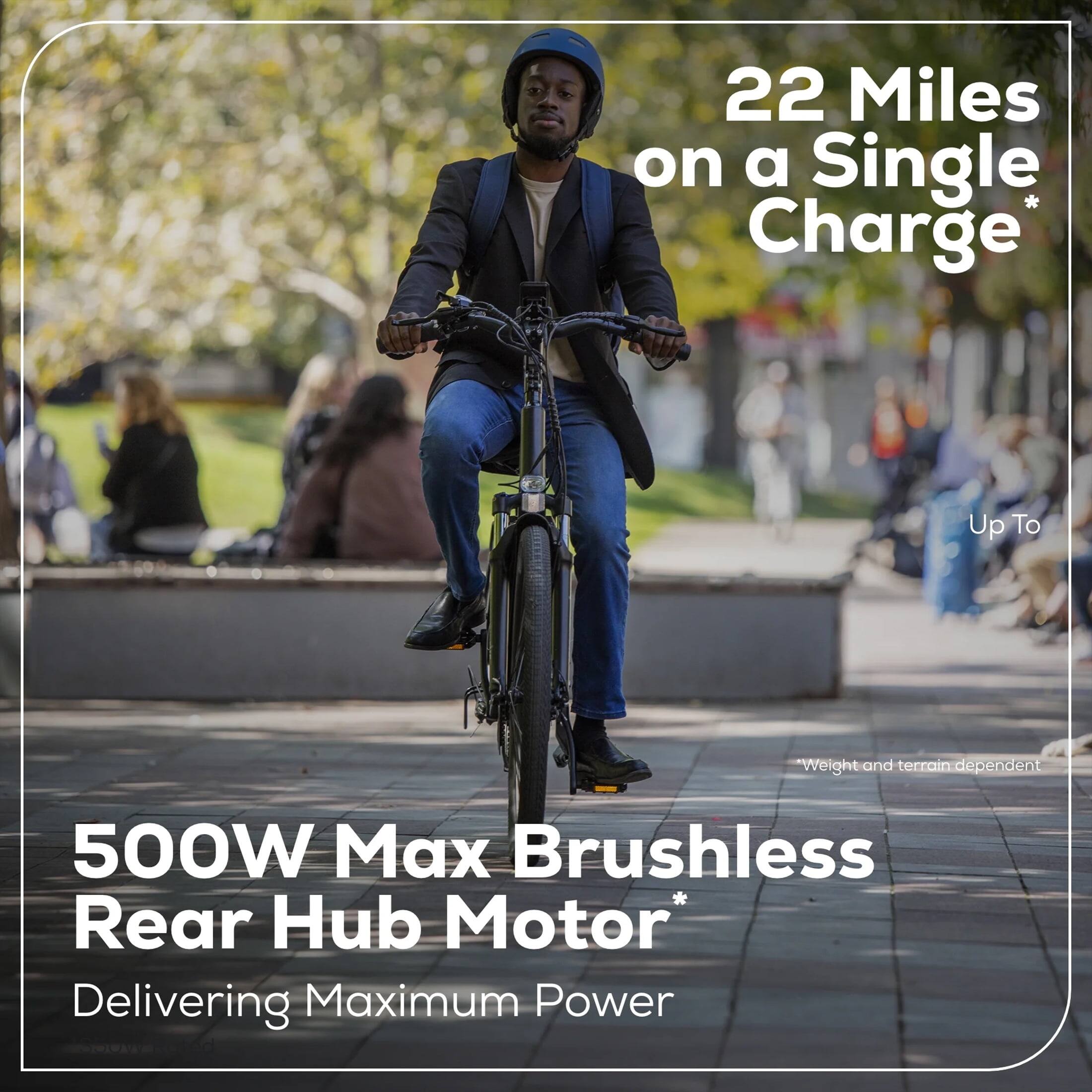 Alt View 8. Greenworks - Greenworks 60V Electric Commuter Bike for Adults, 27.5" Tires, 500W Peak Motor, with Removable Battery & Charger - Green.