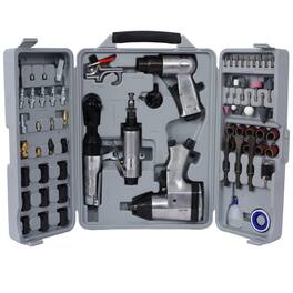 ELEMENT ACE - 71-Piece Air Tool & Accessories Kit: Impact Wrench, Air Ratchet, Die Grinder, Air Hammer & Storage Case - Silver