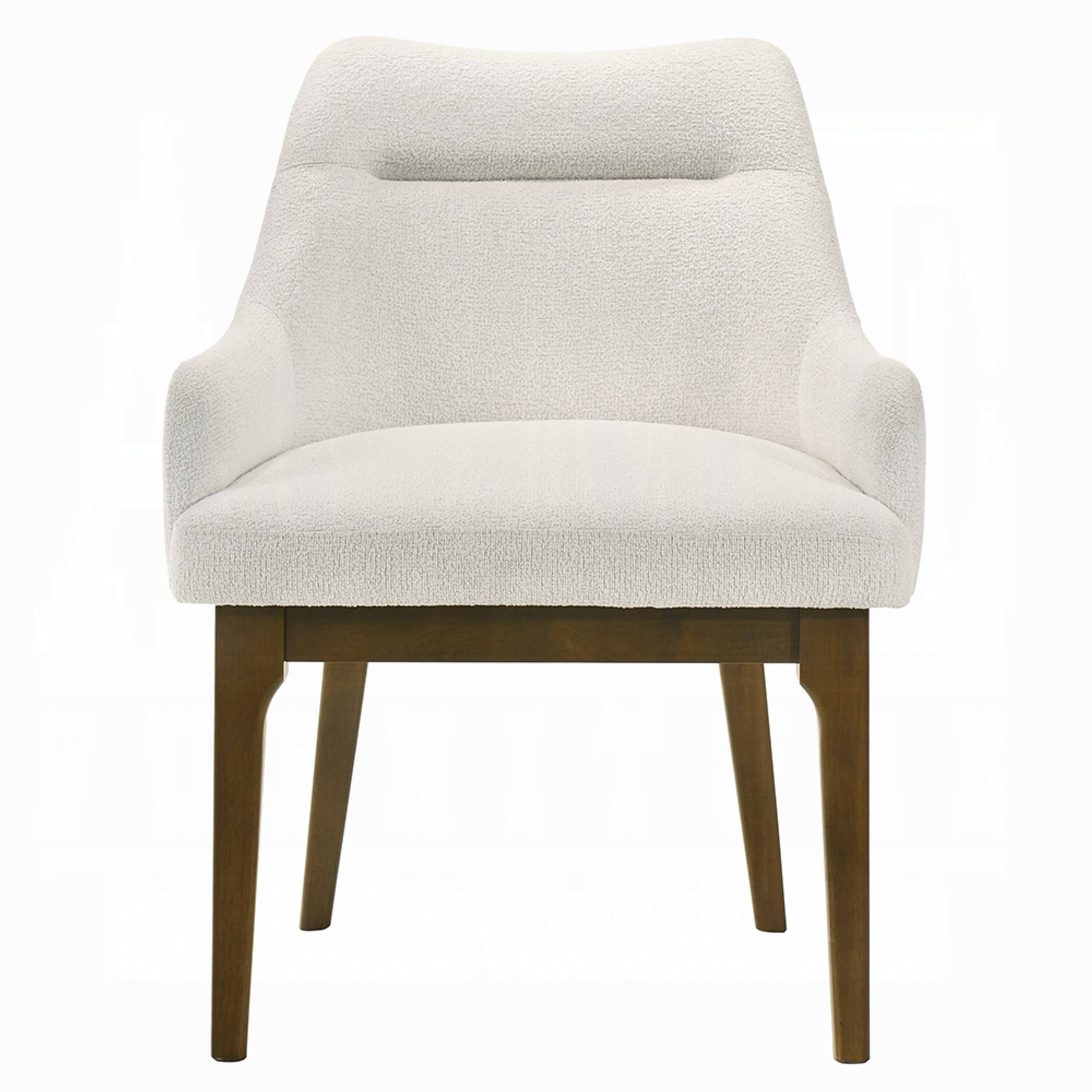 Alt View 1. Manhattan Lane - Pery Dining Side Chair Set of 2, White Chenille, Angled Oak Brown Legs - White, Oak Brown.