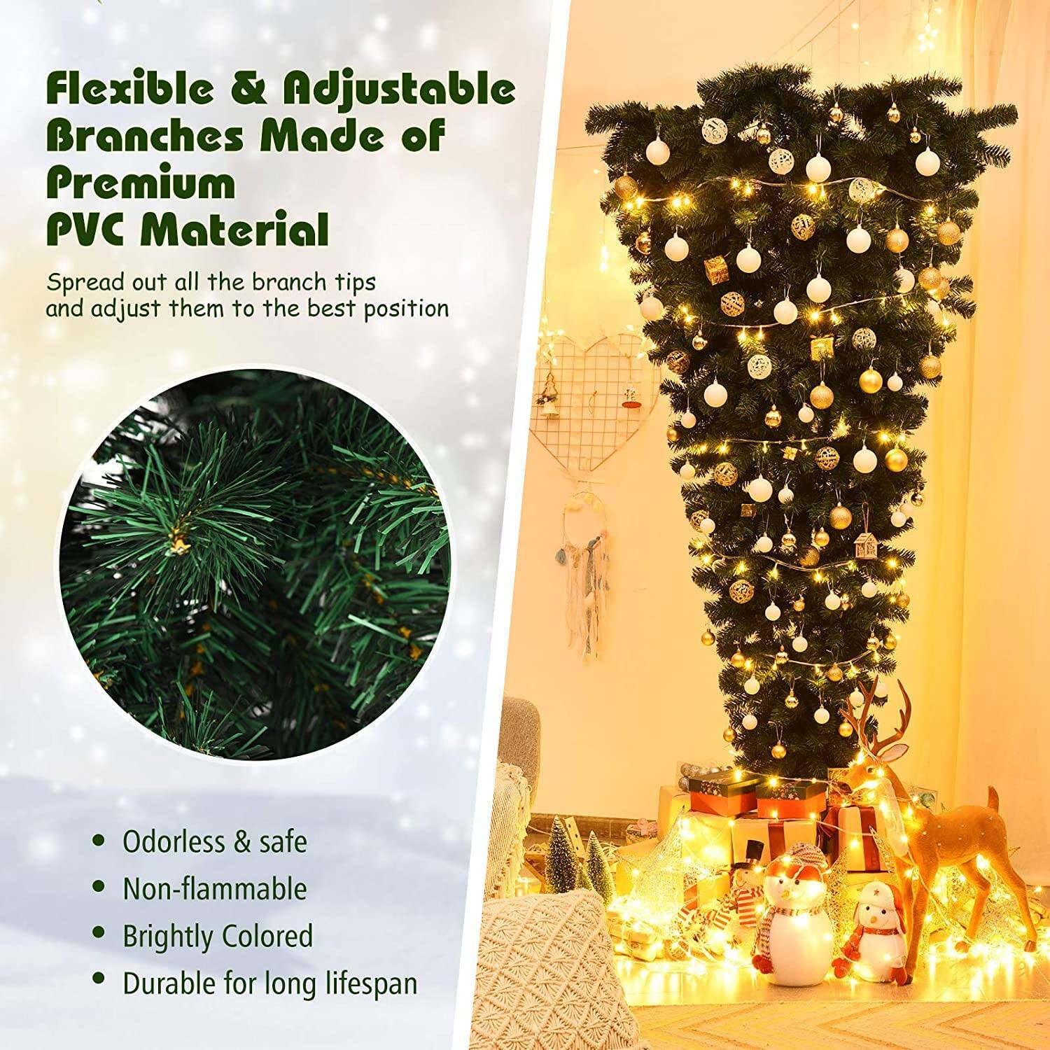 Flexible & Adjustable Branches Made of Premium PVC Material

Spread out all the branch tips and adjust them to the best position

- Odorless & safe
- Non-flammable
- Brightly Colored
- Durable for long lifespan