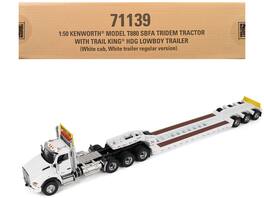 Diecast Masters - Kenworth T880 SBFA Tridem Truck with Trail King HDG Lowboy Trailer "Transport Series" 1/50 Diecast - White