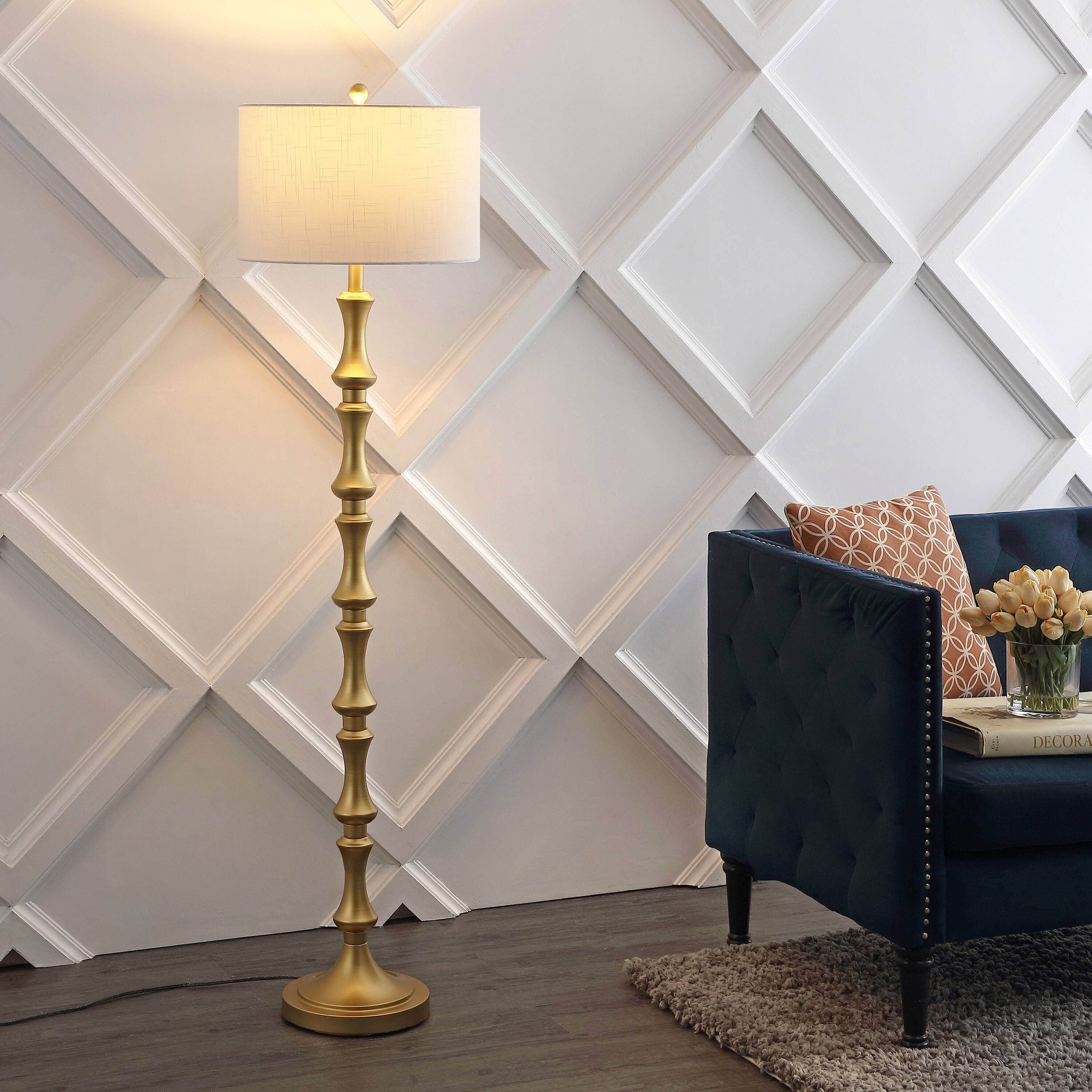 Alt View 1. Jonathan Y - Jaxon 62.5" Traditional Glam Metal LED Floor Lamp, Gold Painting - Gold Painting.