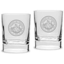 Jardine - Hood College Blazers 11.75oz. Square Double Old Fashioned Glass Set - Multicolor