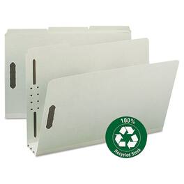 Smead Manufacturing - Recycled Pressboard Fastener Folders, 3" Expansion, 2 Fasteners, Legal Size, Gray-Green Exterior, 25/Box