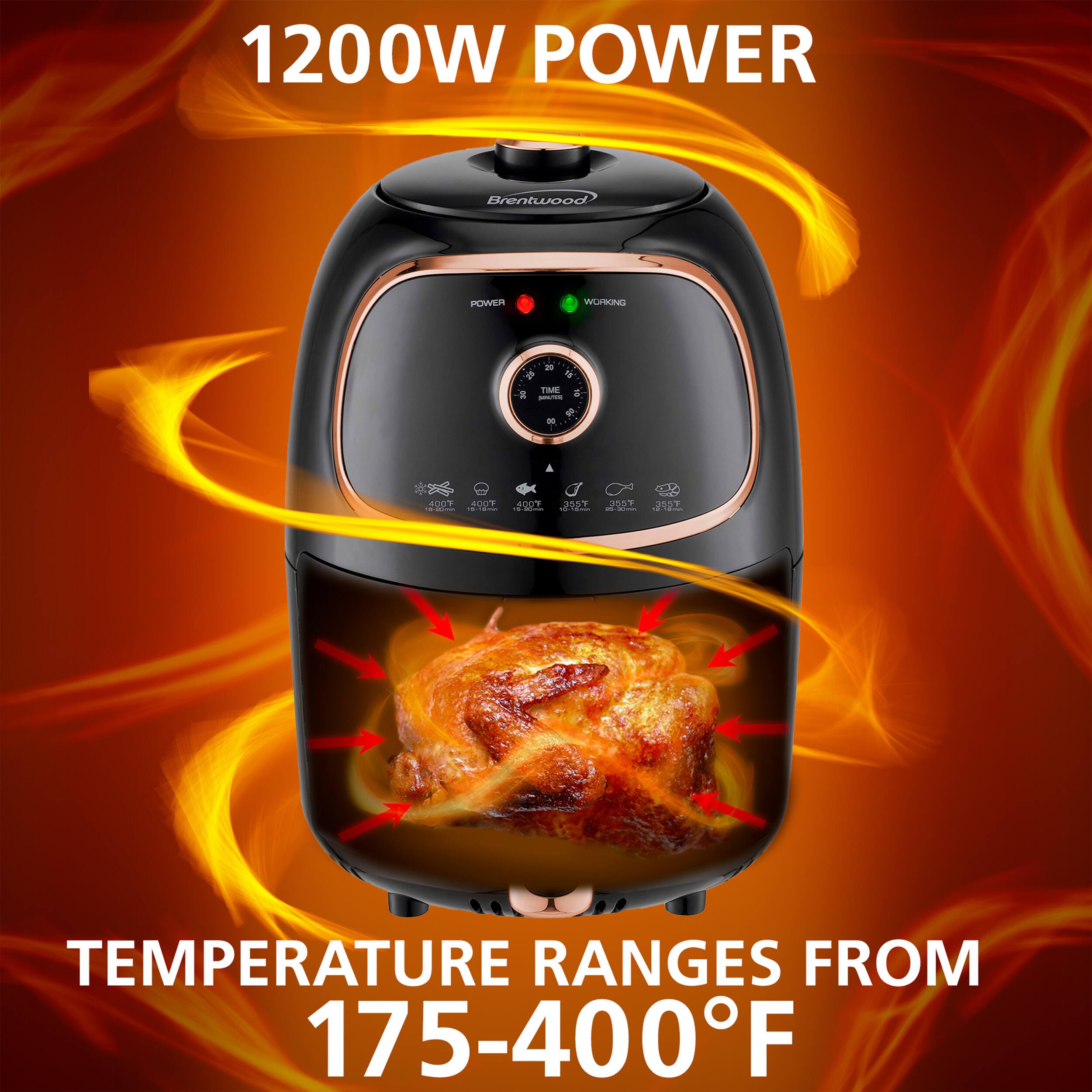 1200W POWER  
Brentwood  
POWER WORKING  
TIME 1  
- RO9 AODY i - : 400Y 3d0 OSY dan adidas - adae 203 dddn  
TEMPERATURE RANGES FROM 175-400°F