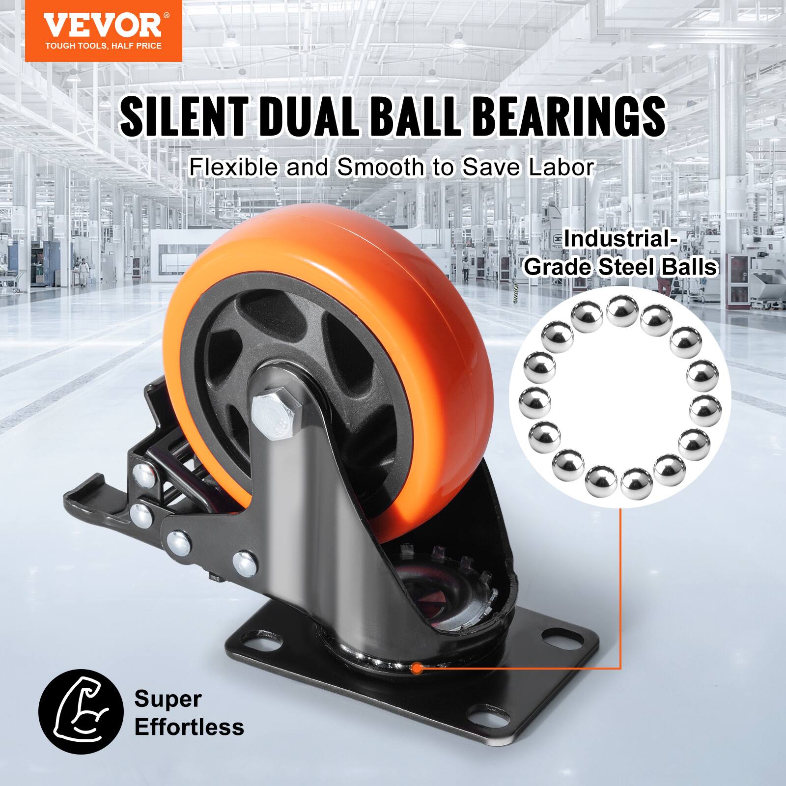 VEVOR TOUGH TOOLS, HALF PRICE

SILENT DUAL BALL BEARINGS

Flexible and Smooth to Save Labor

Industrial-Grade Steel Balls

Super Effortless