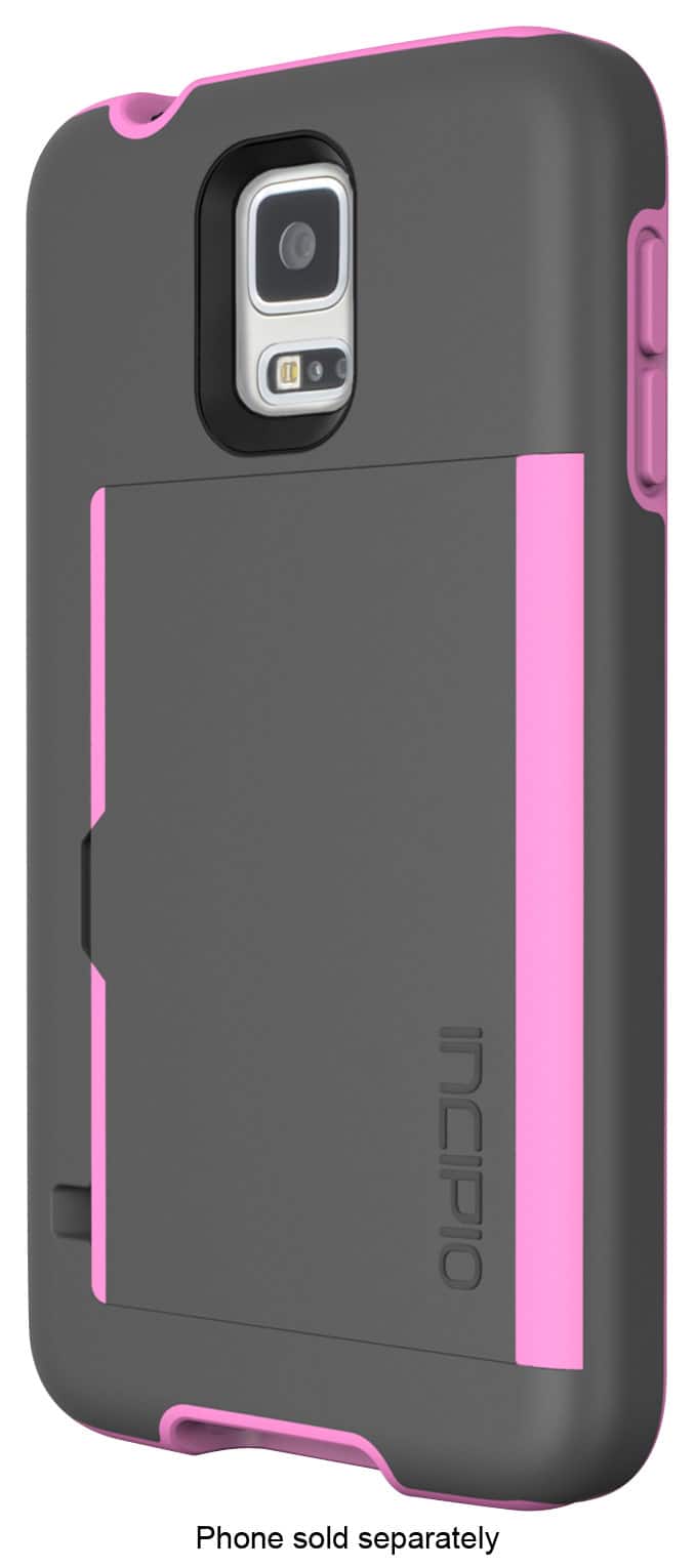 Front. Incipio - STOWAWAY Case for Samsung Galaxy S 5 Cell Phones - Gray/Light Pink.