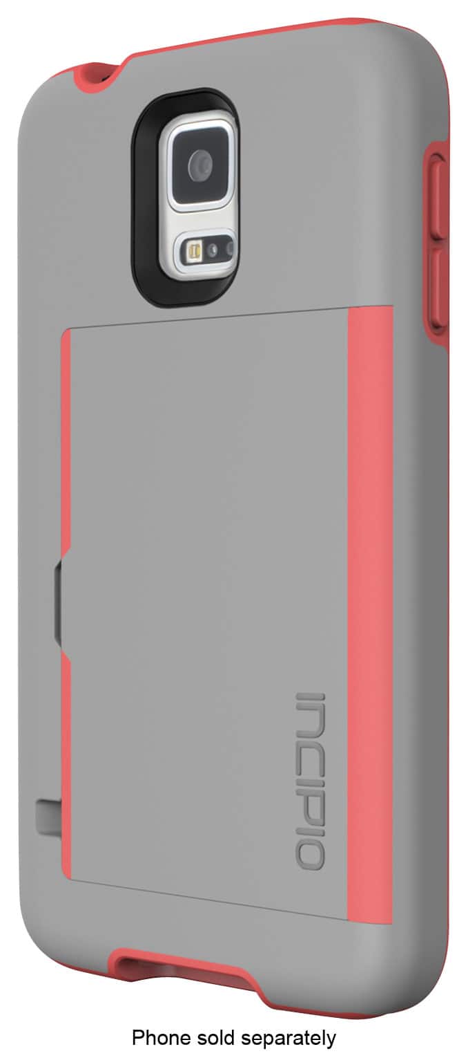 Front. Incipio - STOWAWAY Case for Samsung Galaxy S 5 Cell Phones - Gray/Neon Orange.