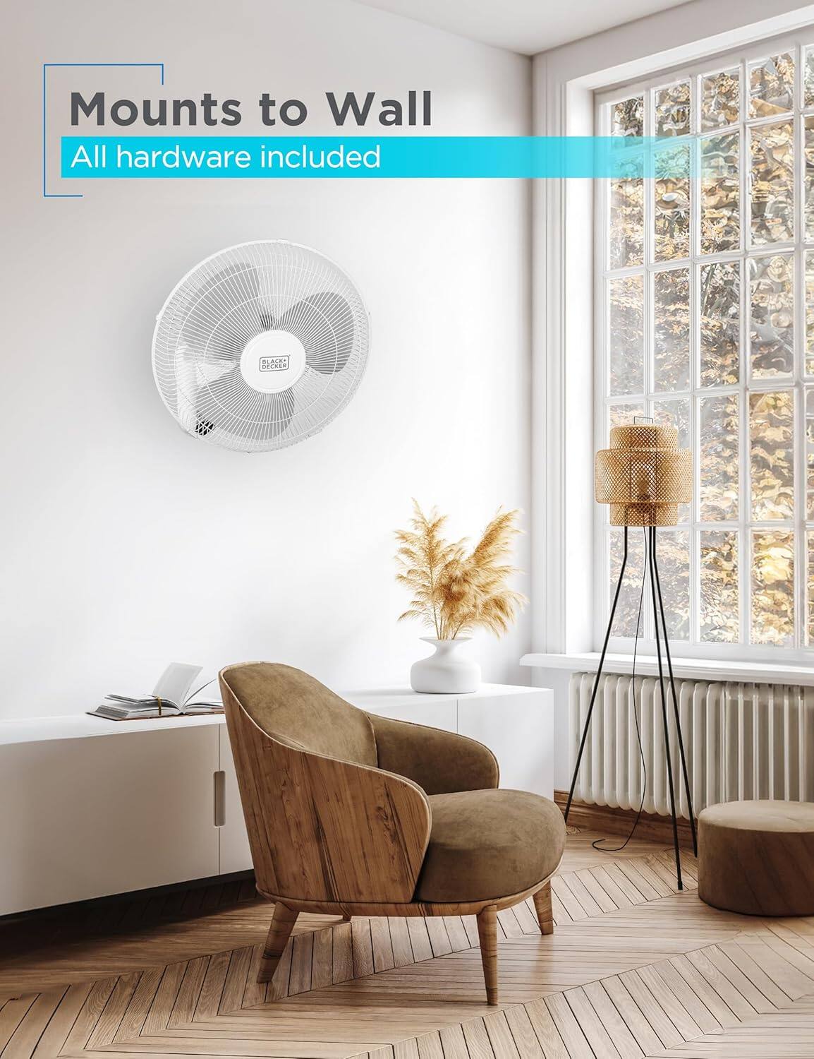 Mounts to Wall, All hardware included, BLACK DECKED