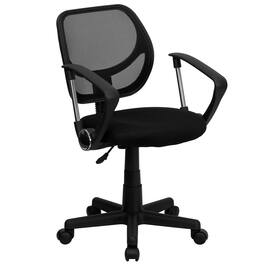 Emma + Oliver - Mid-Back Mesh Swivel Task Office Chair with Curved Square Back and Arms - Black