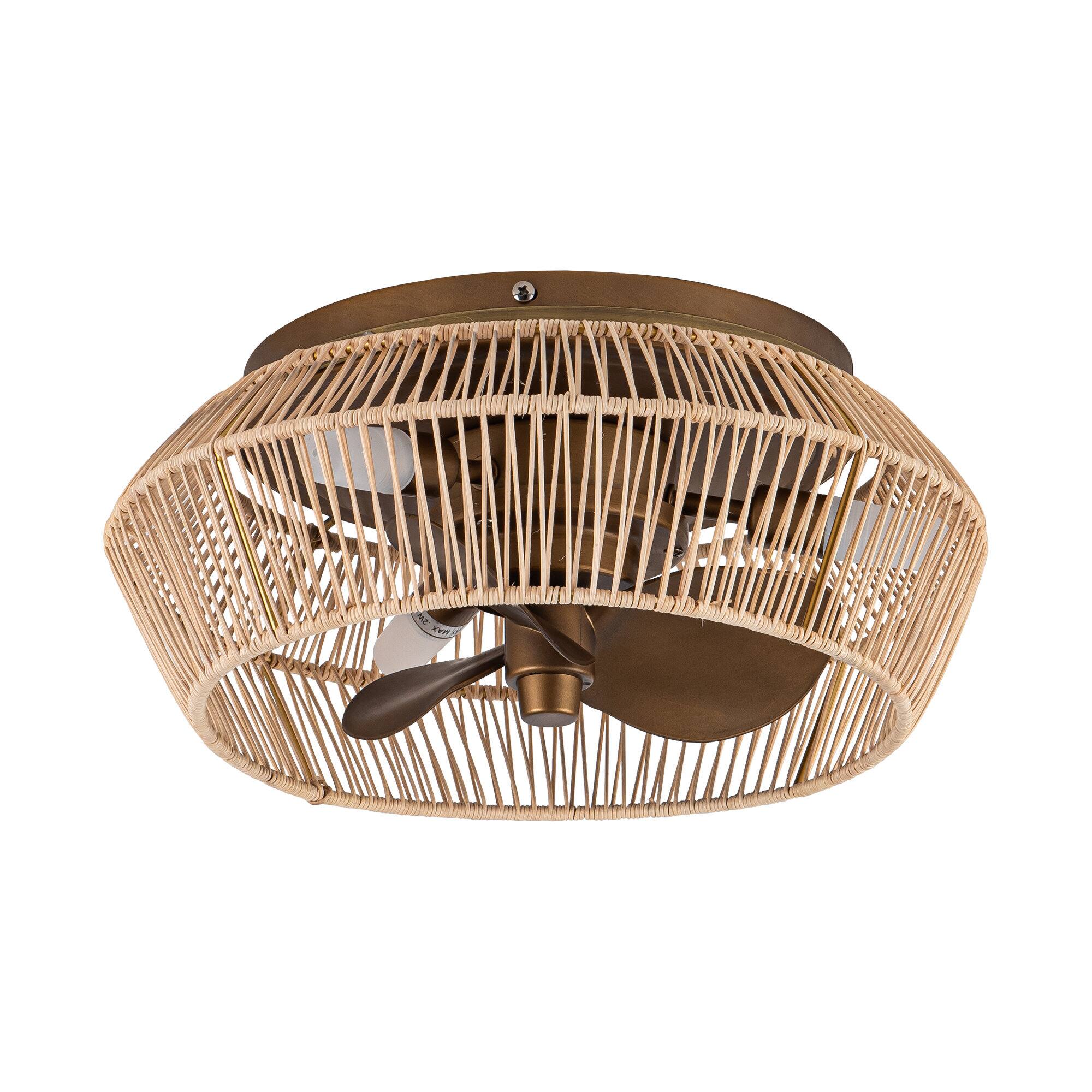 Alt View 6. Parrot Uncle - 13.5" Brushed Bronze Cage Low Profile Ceiling Fan with Lights - Bronze.