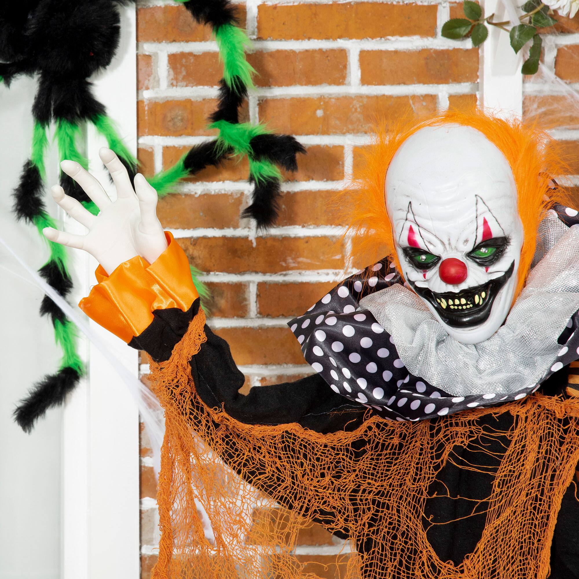 Alt View 7. Outsunny - 65" Life Size Outdoor Halloween Decorations Talking Circus Clown with A Balloon, Animated Prop - Multi-Colored.