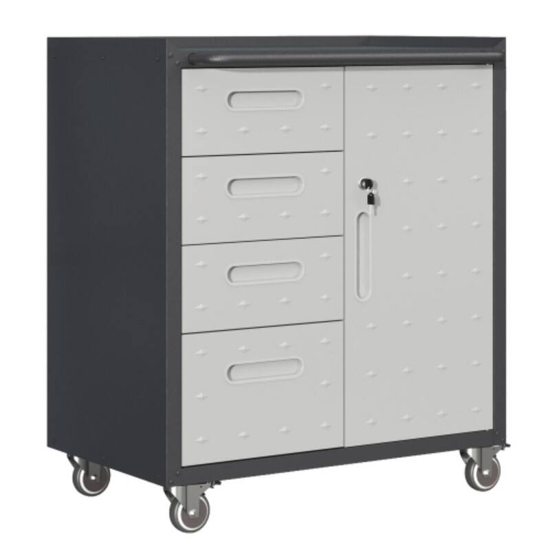 Angle. ALEXOUN - Storage Cabinet - Heavy-Duty Metal Tool Storage Cabinet,with Lockable Wheels & 4 Drawers, for Garage Office Warehouse - Gray.