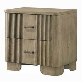 Manhattan Lane - Leky Nightstand, 2 Reeded Drawers, Rounded Corners - Antique Oak Brown