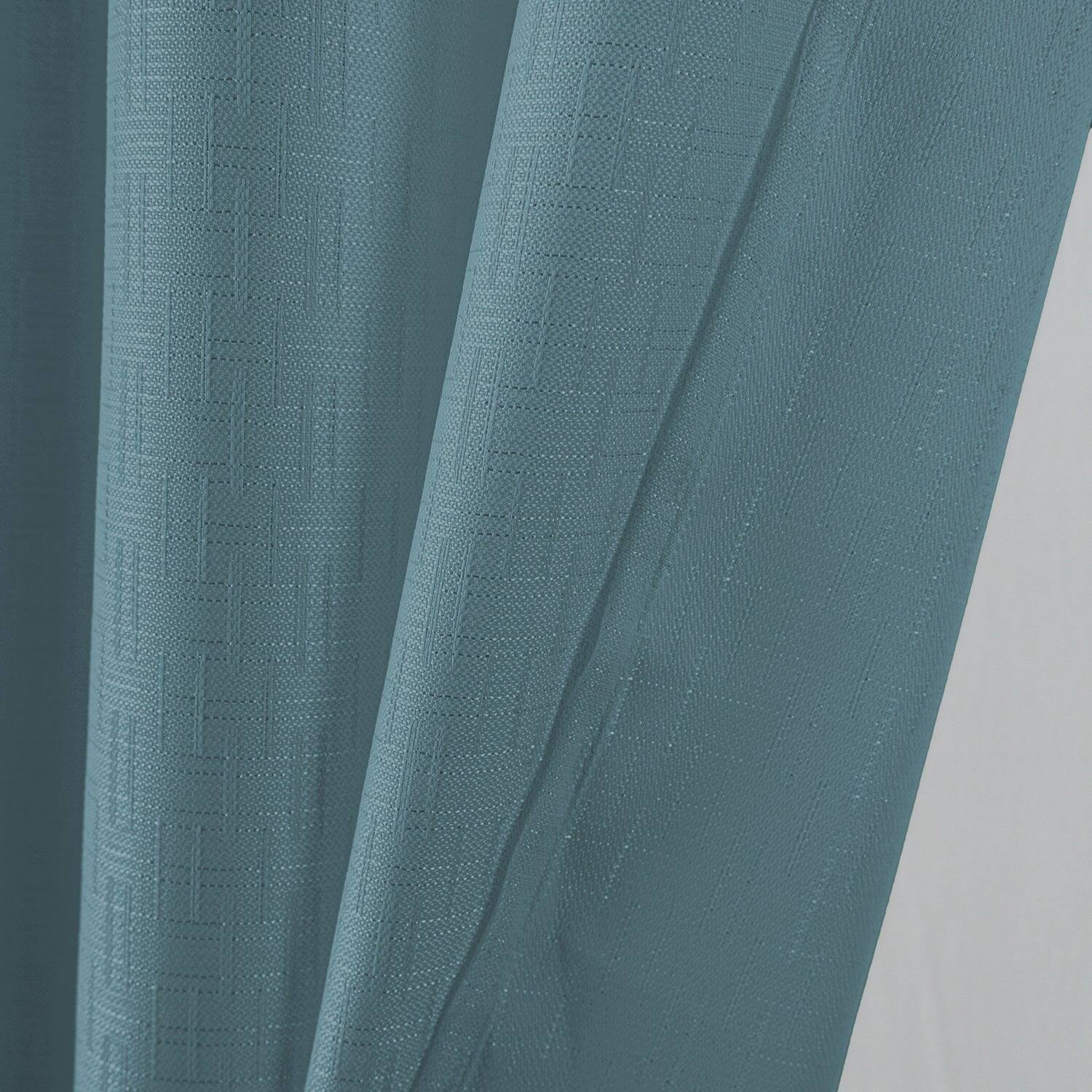 Left. RT Designers Collection - RT Designers Collection 100% Polyester 140 GSM Sedona Jacquard Grommet Curtain Panel 54" x 90" Blue - Blue.