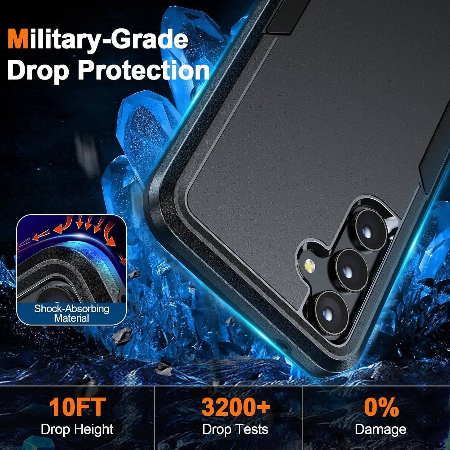 Military-Grade Drop Protection  
Shock-Absorbing Material  
10FT Drop Height  
3200+ Drop Tests  
0% Damage
