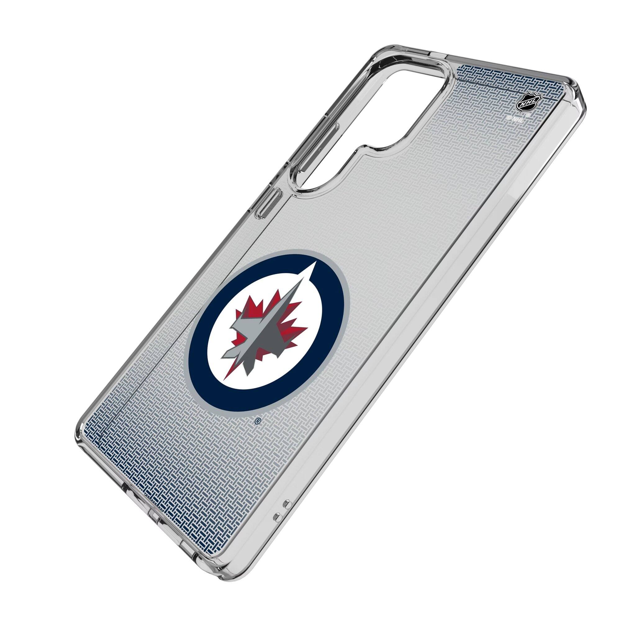 Alt View 1. Keyscaper - Winnipeg Jets Linen Logo Galaxy Clear Case - S25 - Multicolor.