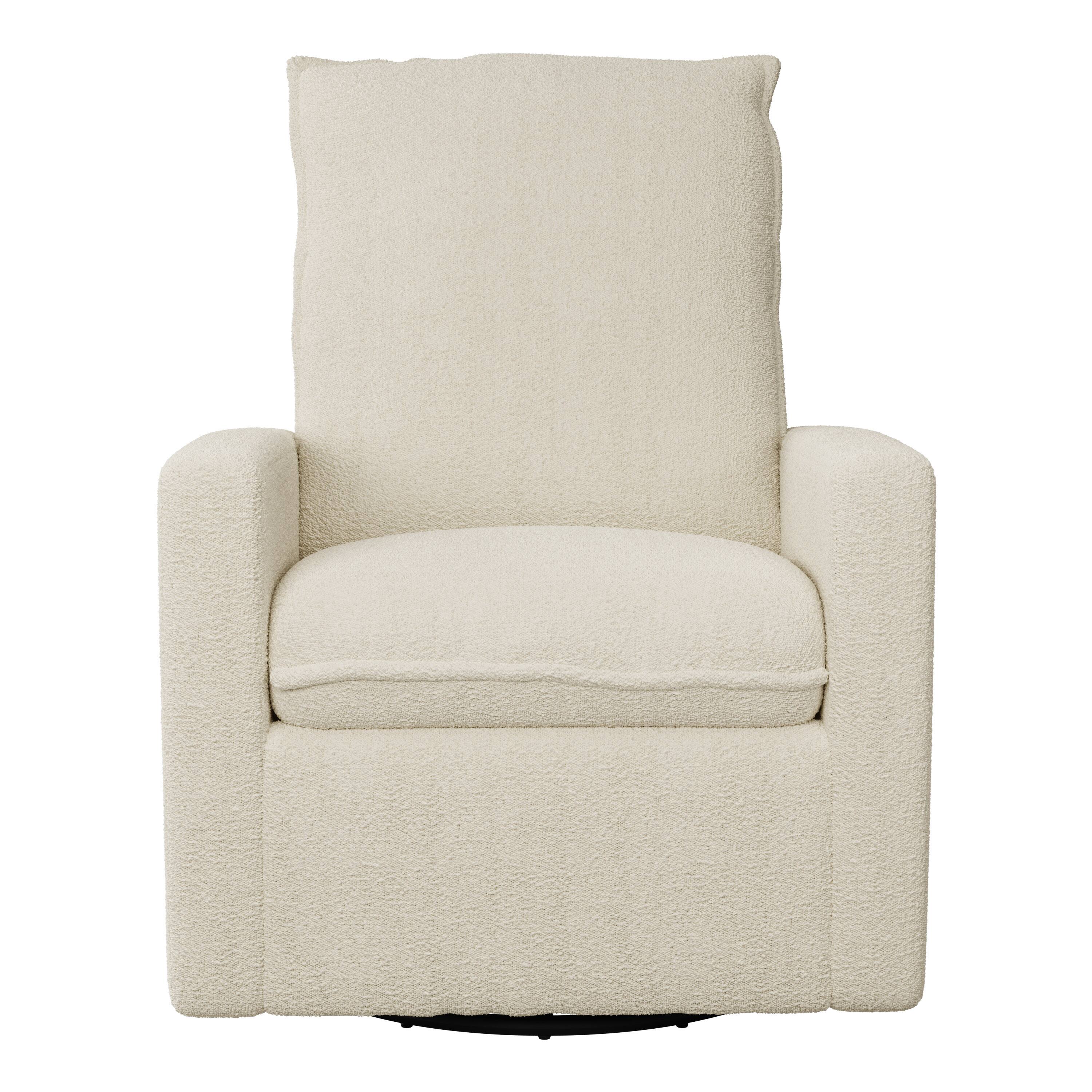 Front. CorLiving - Caillie Ultimate Comfort Boucle Upholstered Swivel Recliner Glider Chair - Cream.