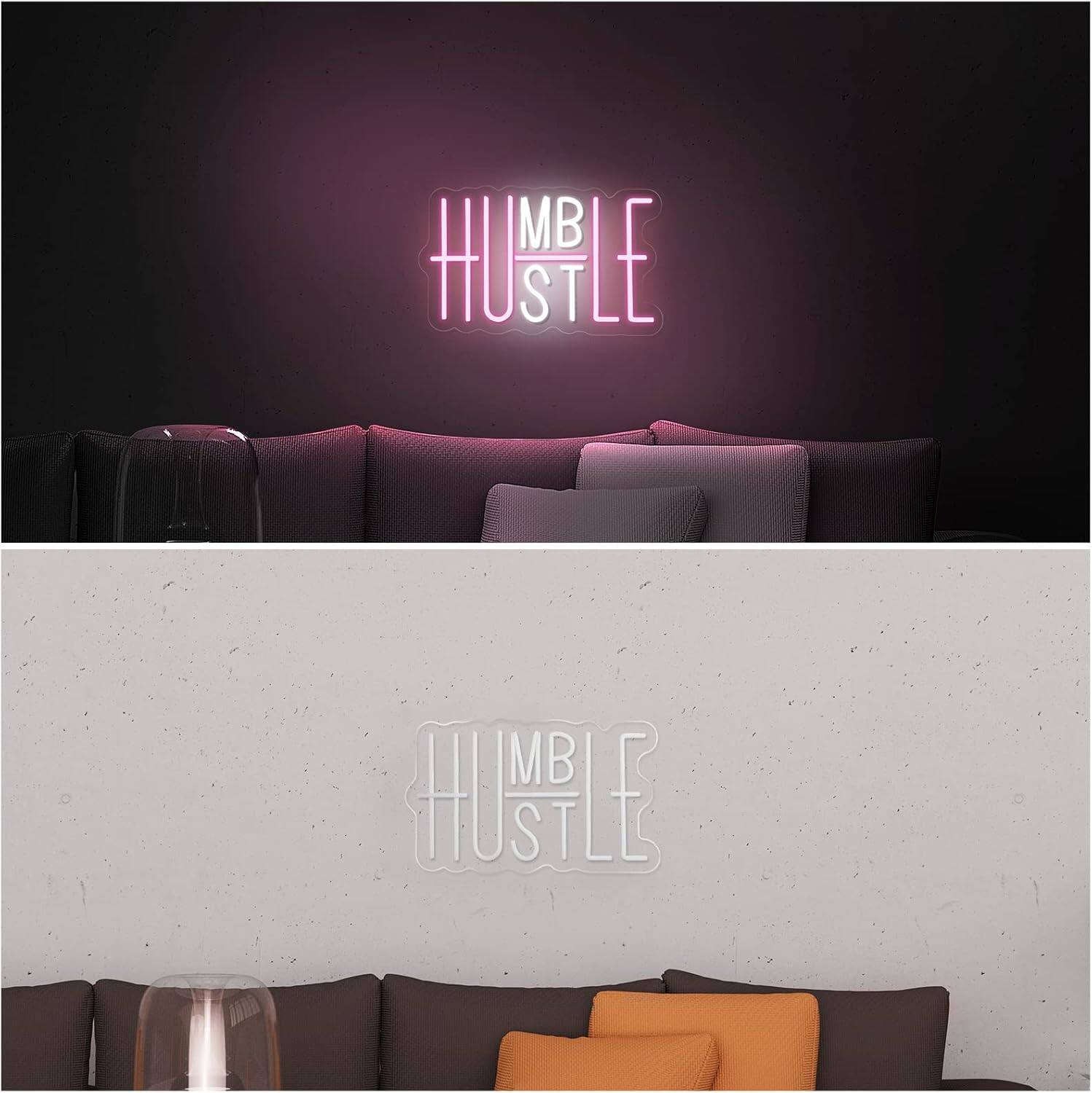 Auledio Hustle LED Neon Sign for Wall Decor, Humble LED Neon Lights ...