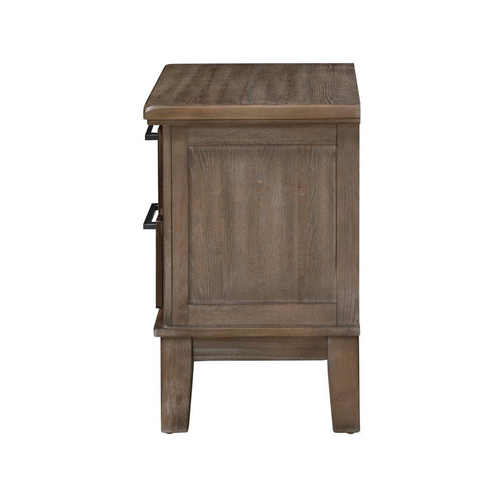 Back. New Classic Furniture - Furniture Cagney Solid Wood 2-Drawer Nightstand in Vintage Brown - Brown.