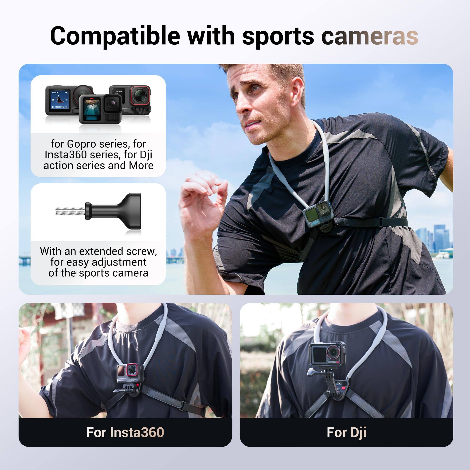 Compatible with sports cameras

for GoPro series, for Insta360 series, for DJI action series and More

With an extended screw, for easy adjustment of the sports camera

For Insta360

For DJI