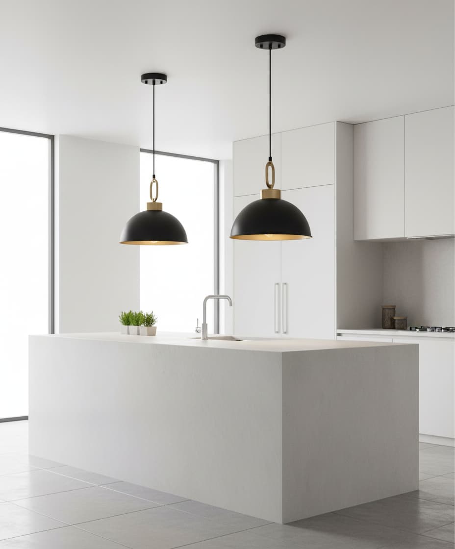 Alt View 4. FINEAK - 2-Pack 12.2" Matte Black Handle Pendant Lights - Modern Adjustable Height Vintage Industrial Hanging Fixtures.