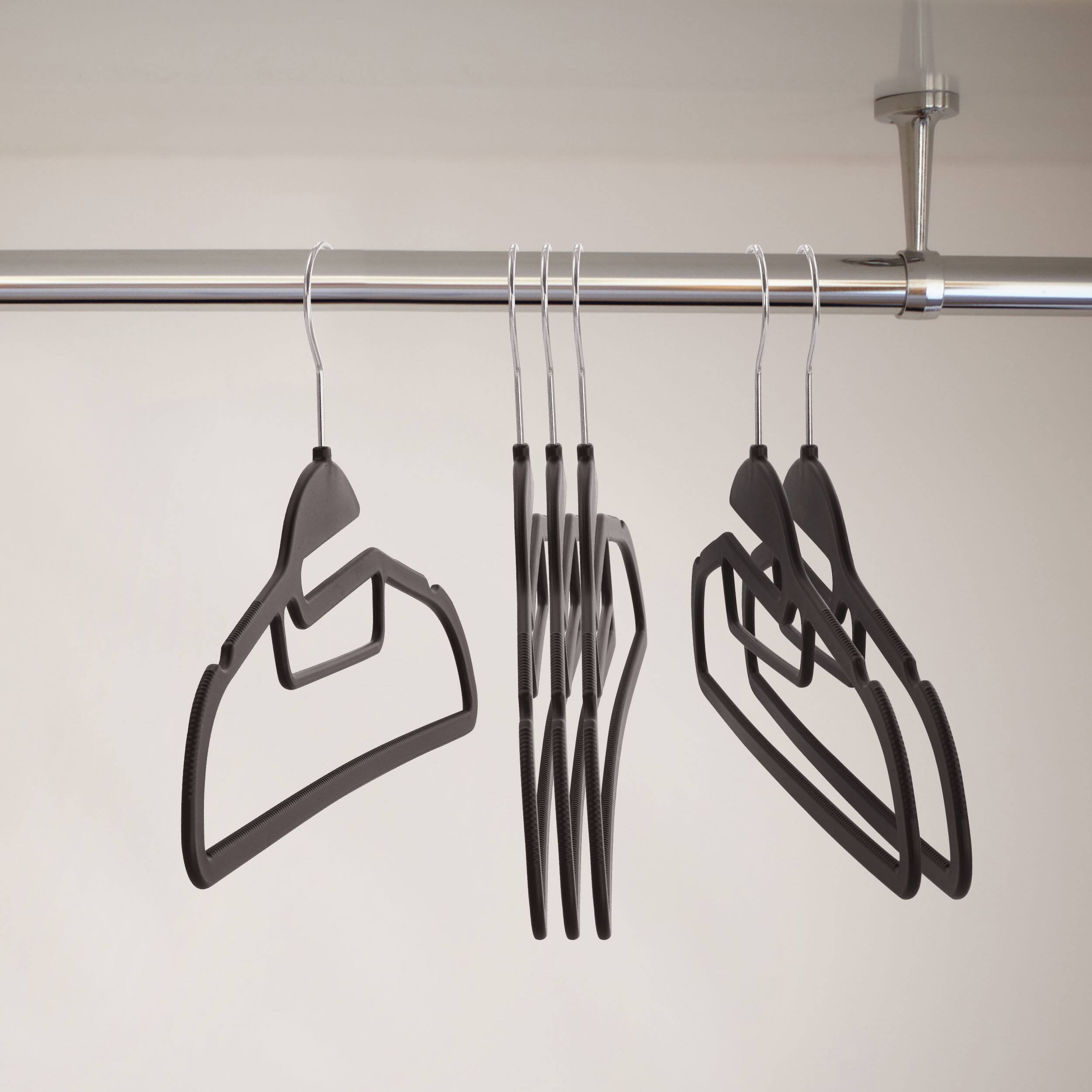 Alt View 6. Elama - Elama Home 30 Piece Rubber Non Slip Hanger with U-Slide in Black - Black.