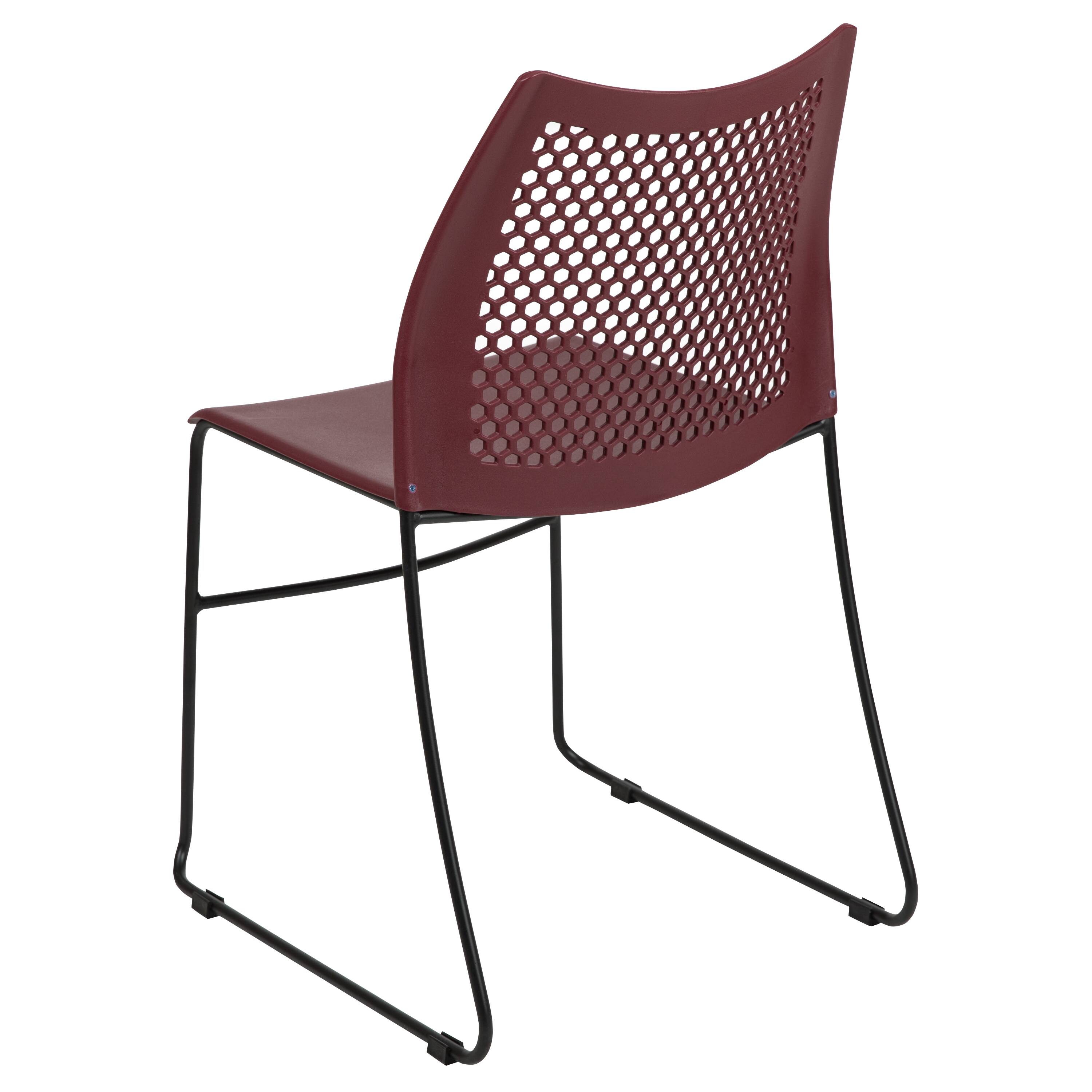 Alt View 5. Emma + Oliver - Home and Office Sled Base Stack Chair with Air-Vent Back - Guest Chair - Burgundy.