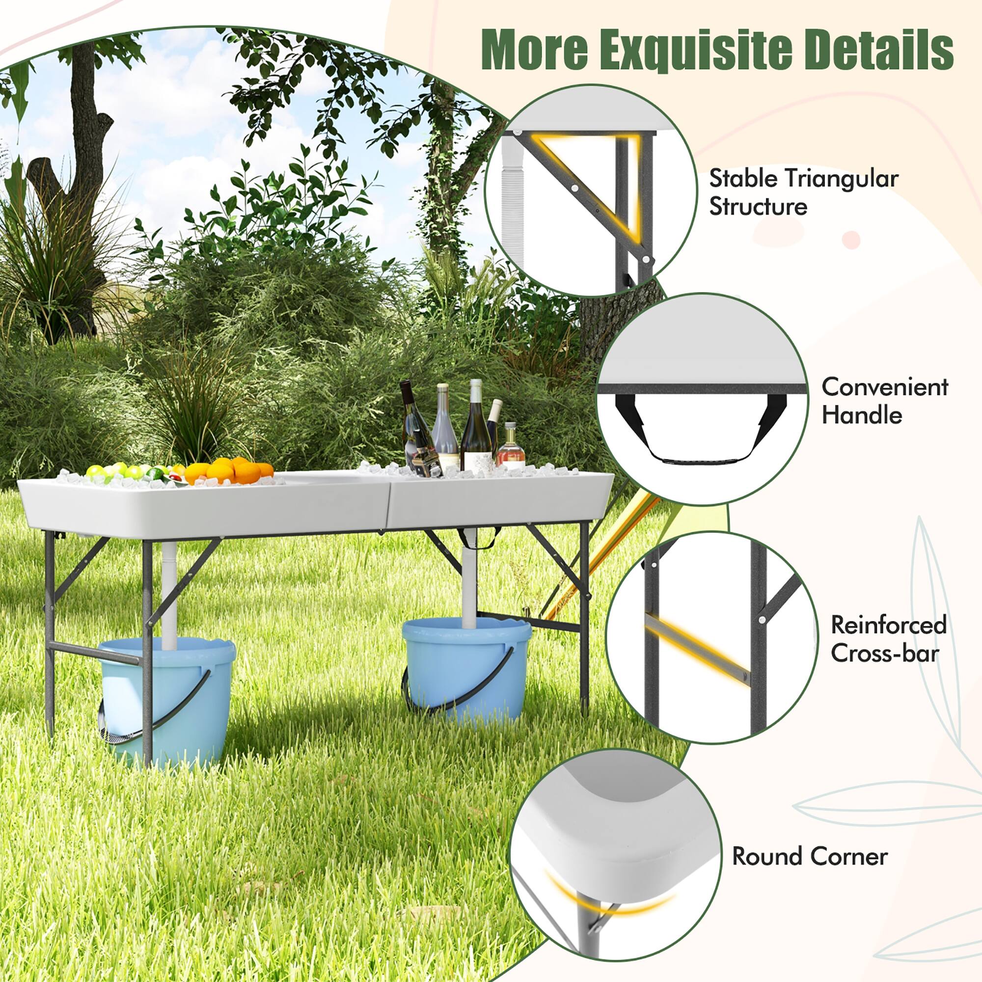 More Exquisite Details

- Stable Triangular Structure
- Convenient Handle
- Reinforced Cross-bar
- Round Corner