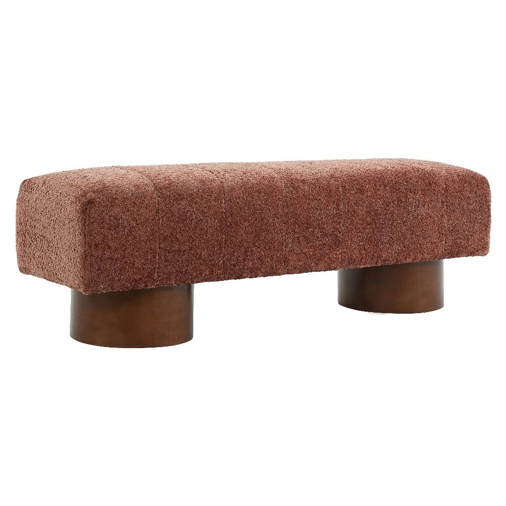 Alt View 1. Ropilly - Ropilly Rust Red Boucle Dining Bench, Modern Upholstered Accent Bench for Entryway and Bedroom, High Capacity Seating - Rust Red.