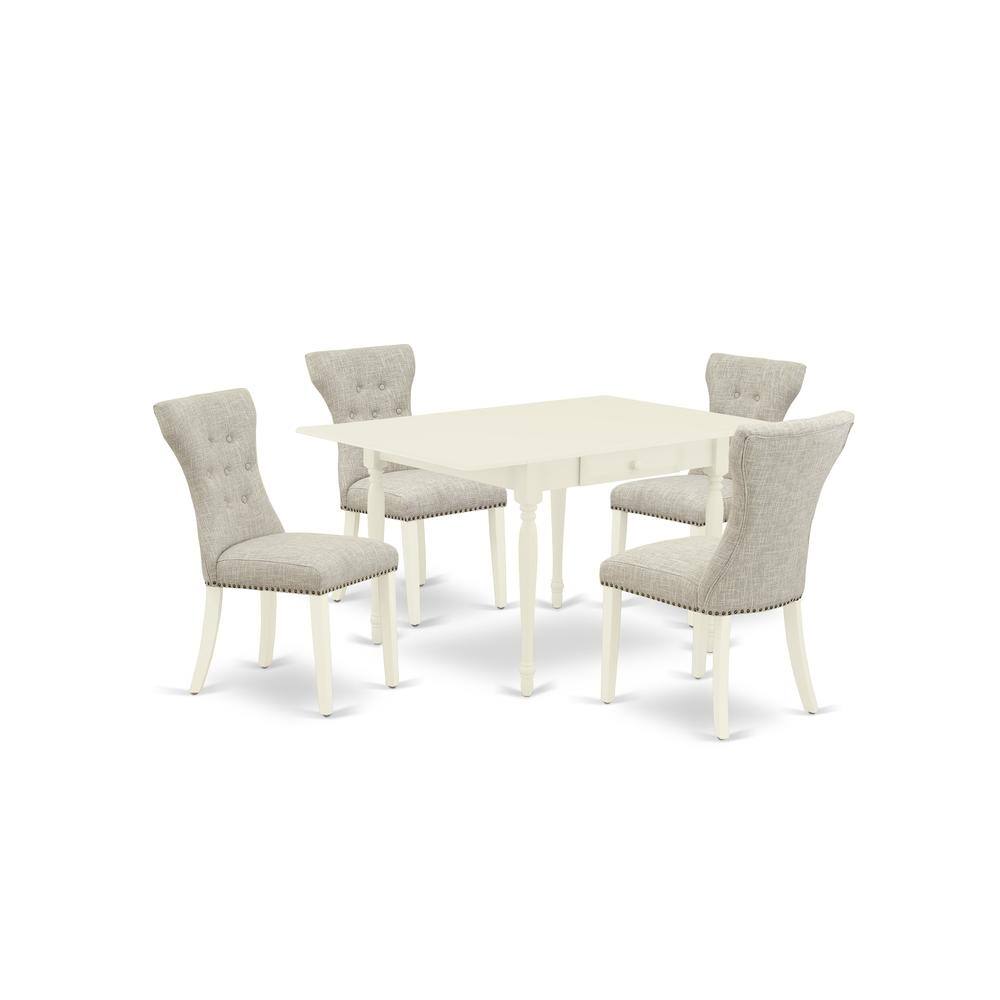 Left. East West Furniture - Dining Room Set Linen White - Brown.