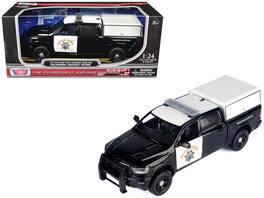 2019 RAM 1500 Laramine Crew Cab Truck "California Highway Patrol" Black & White w/Bed Camper 1/27 Model Car by Motormax