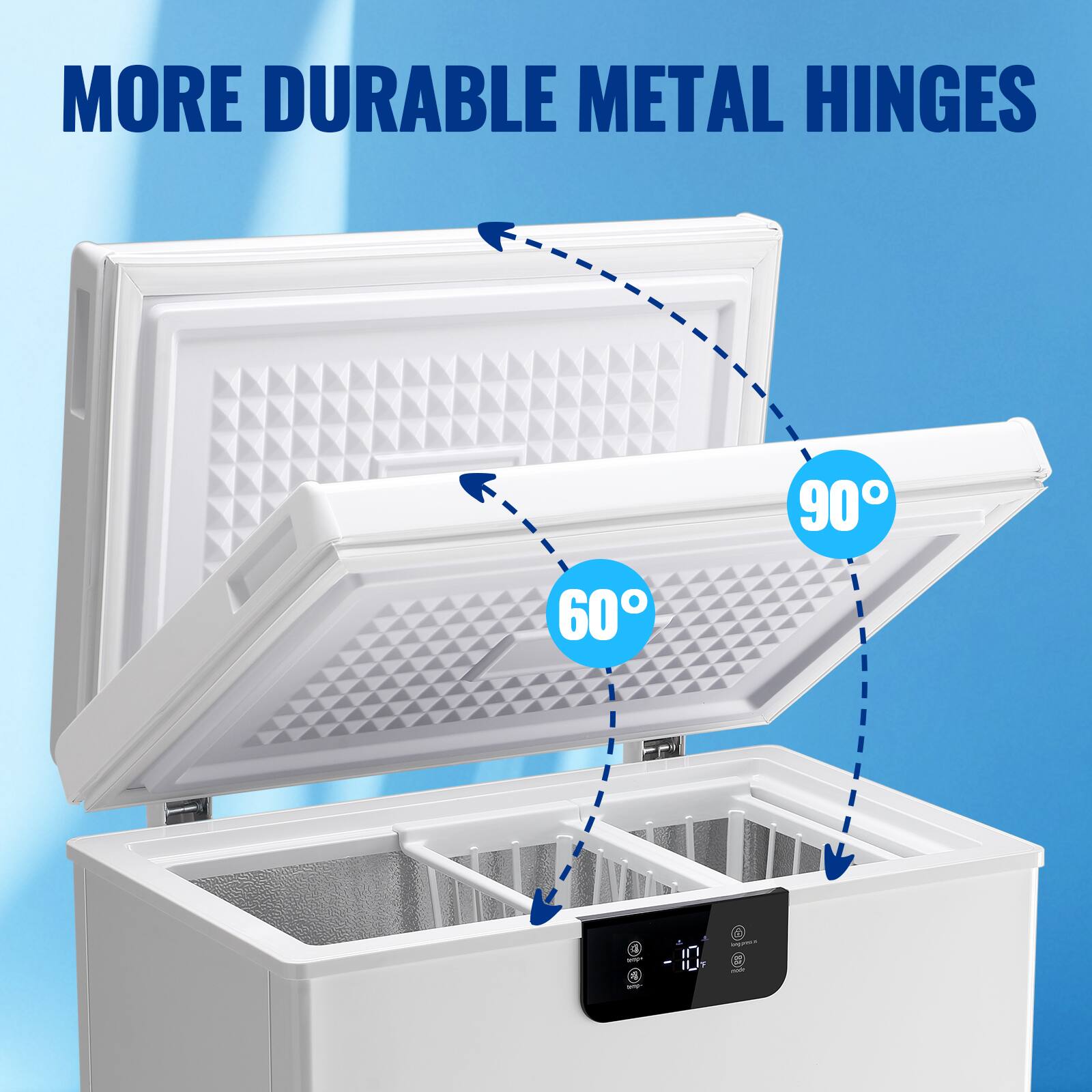 MORE DURABLE METAL HINGES

90°

60°