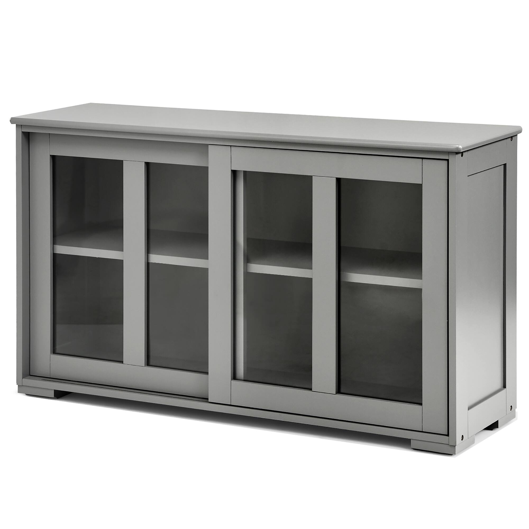 Alt View 2. Costway - Kitchen Storage Cabinet Sideboard Buffet Cupboard w/ Sliding Door - Gray.
