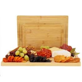 MegaChef - 3 Piece Bamboo Cutting, Prep and Serving Boards - Brown