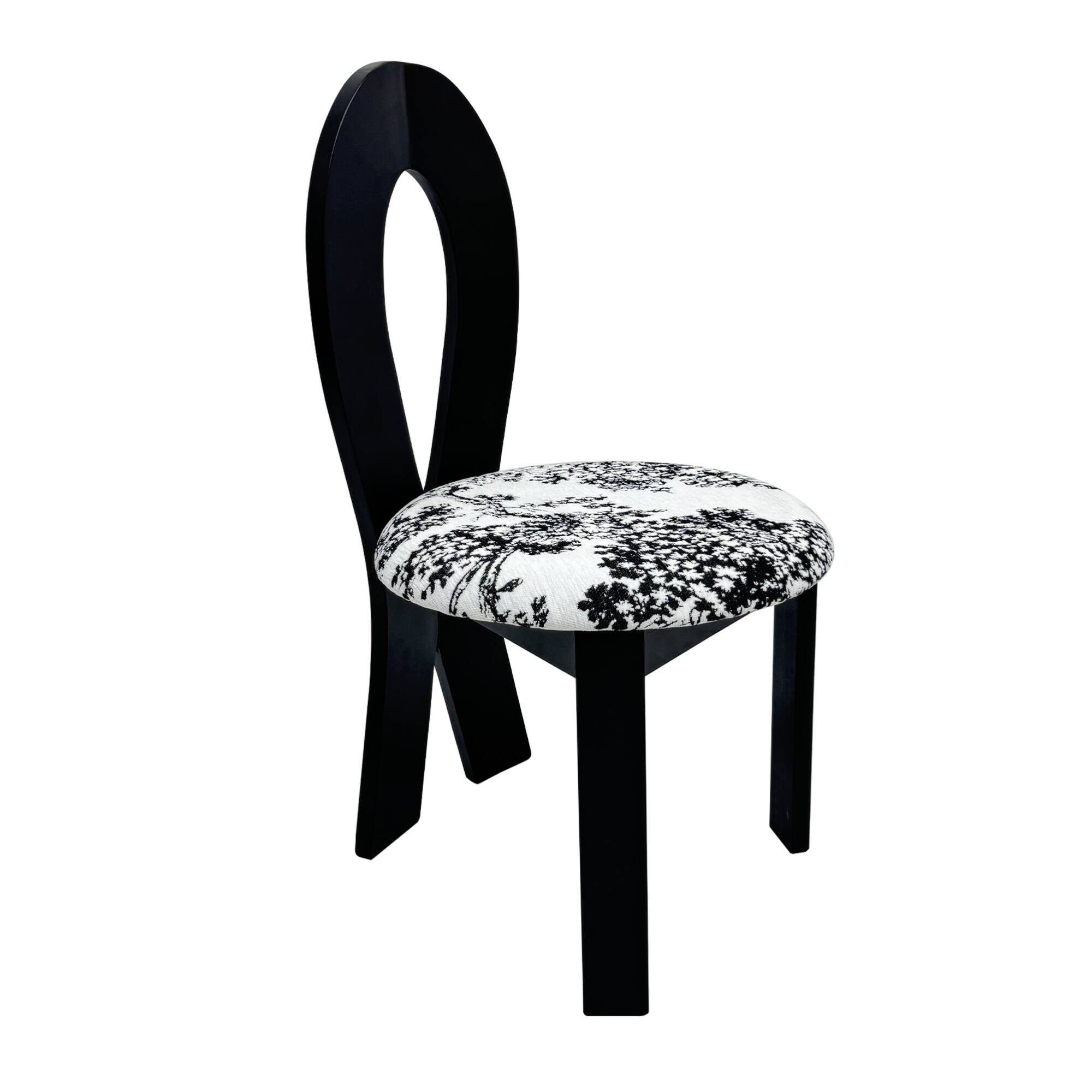 Alt View 4. GOODSILO - Elegant Dining Chair with Ribbon-Cross Backrest and Teddy Velvet Upholstery for Kitchen and Dining Room, Set of 2 - White+Black.