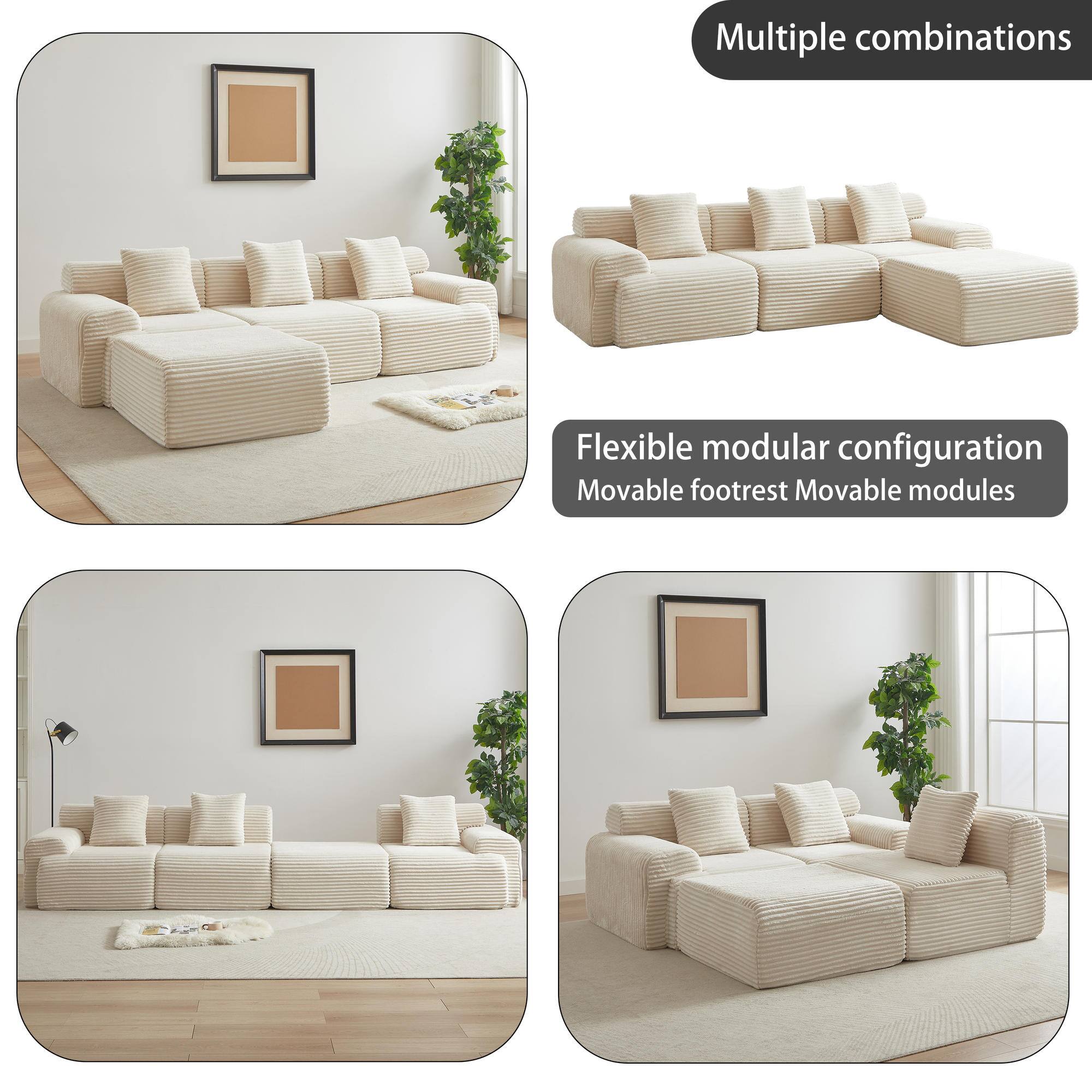 Multiple combinations  
Flexible modular configuration  
Movable footrest  
Movable modules