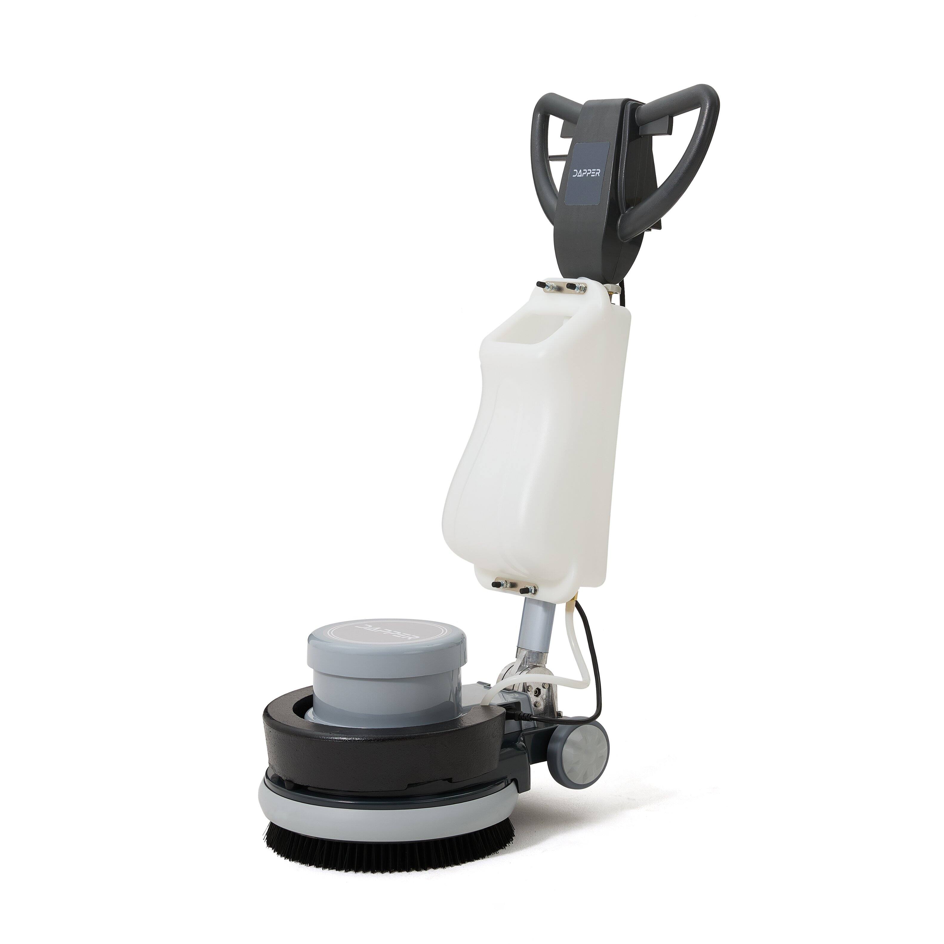 Angle. Dapper Supply - 17 Inch Heavy Duty Floor Buffer Polisher 1500W 154 RPM Commercial Scrubber with Weights, Brushes & Pads - white.