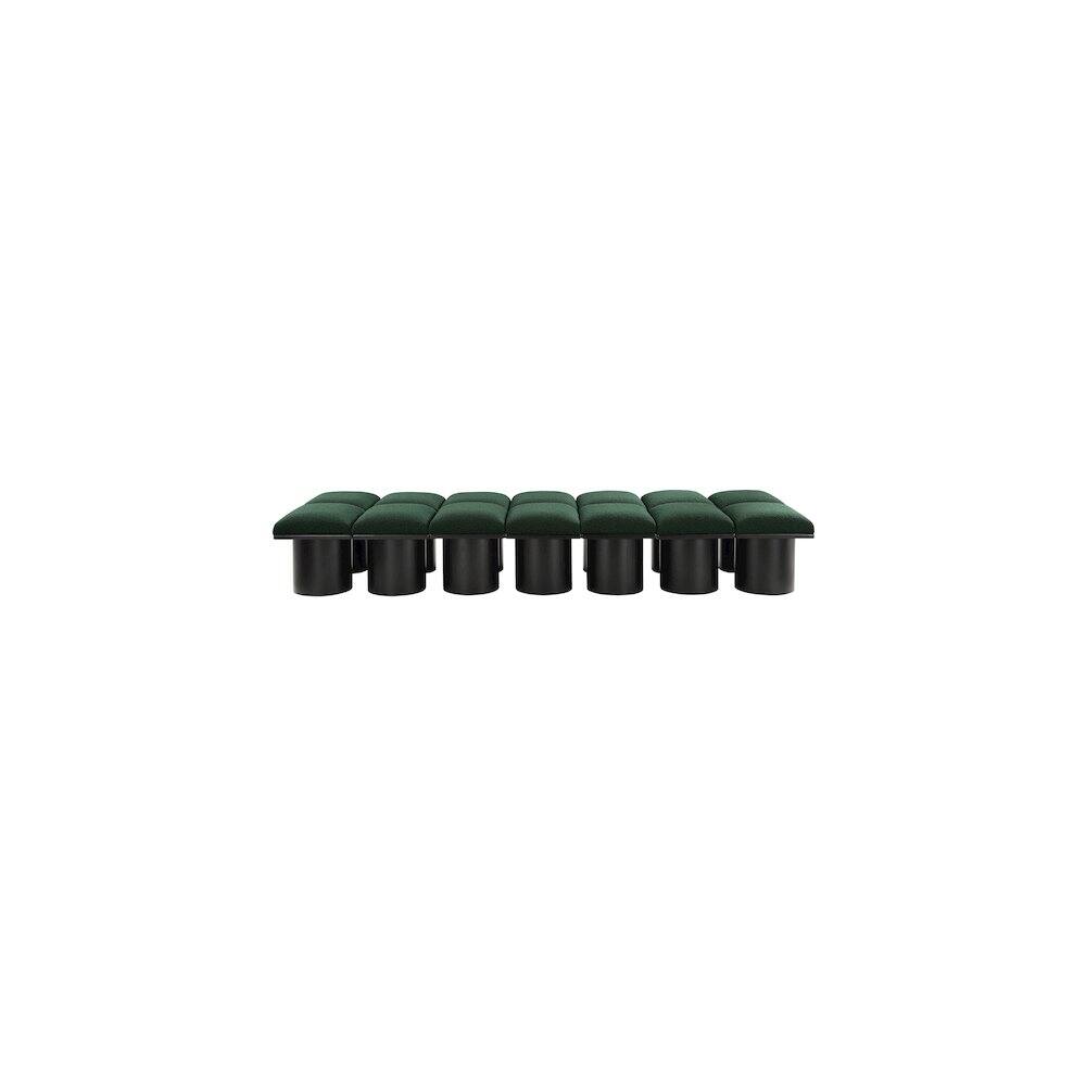 Angle. Meridian Furniture - Pavilion Green Boucle Fabric Bench - Green Boucle Fabric.