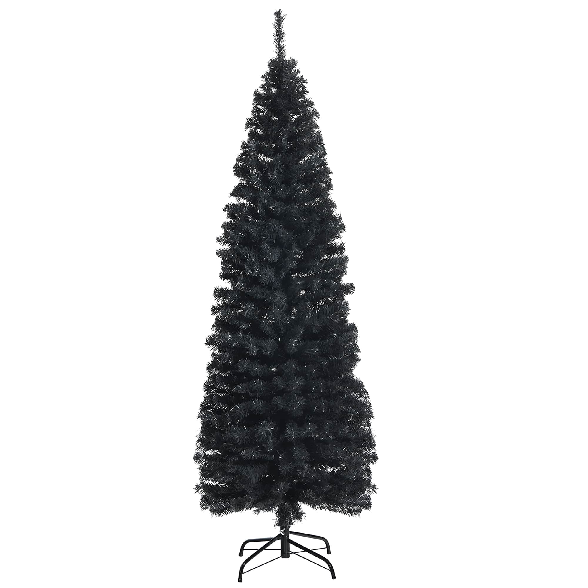 Front. Costway - 6ft Unlit Artificial Christmas Pencil Tree w/Metal Stand - Black.