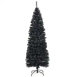 Costway - 6ft Unlit Artificial Christmas Pencil Tree w/Metal Stand - Black