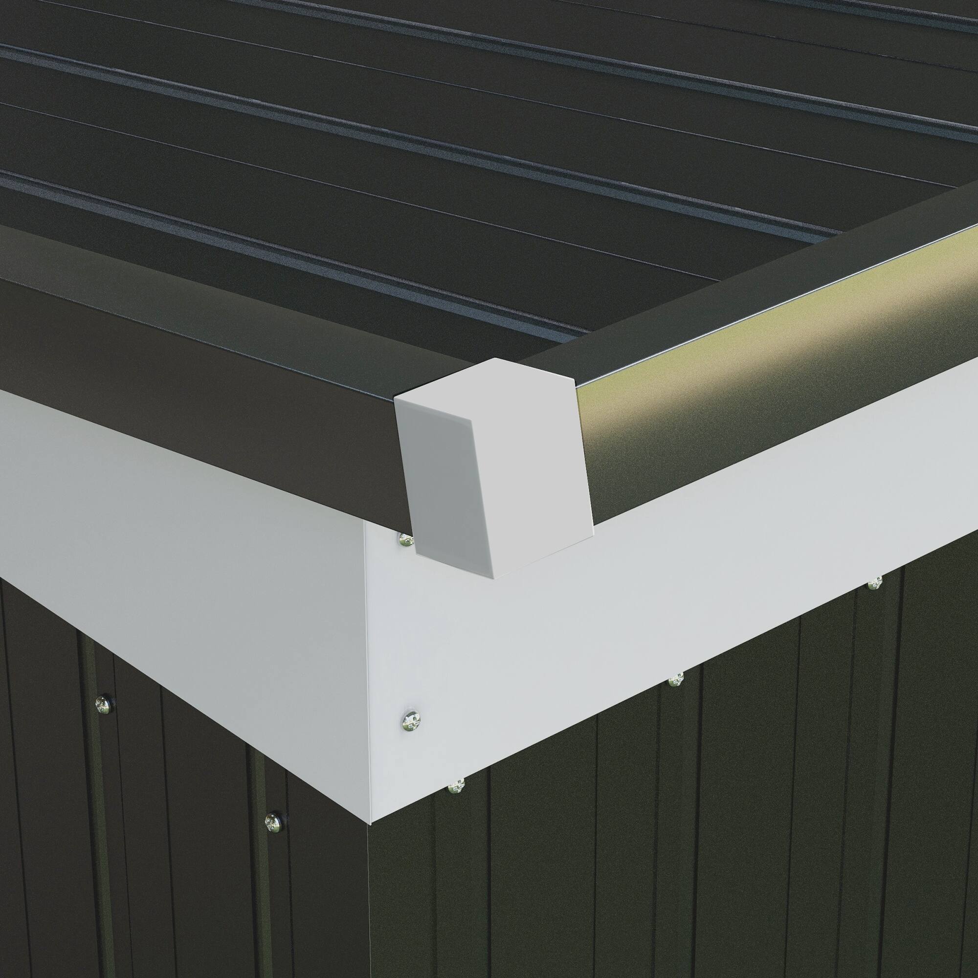 Alt View 8. Outsunny - 8' x 4' Metal Lean to Garden Shed, Outdoor Storage Shed, Garden Tool House with Double Sliding Doors.