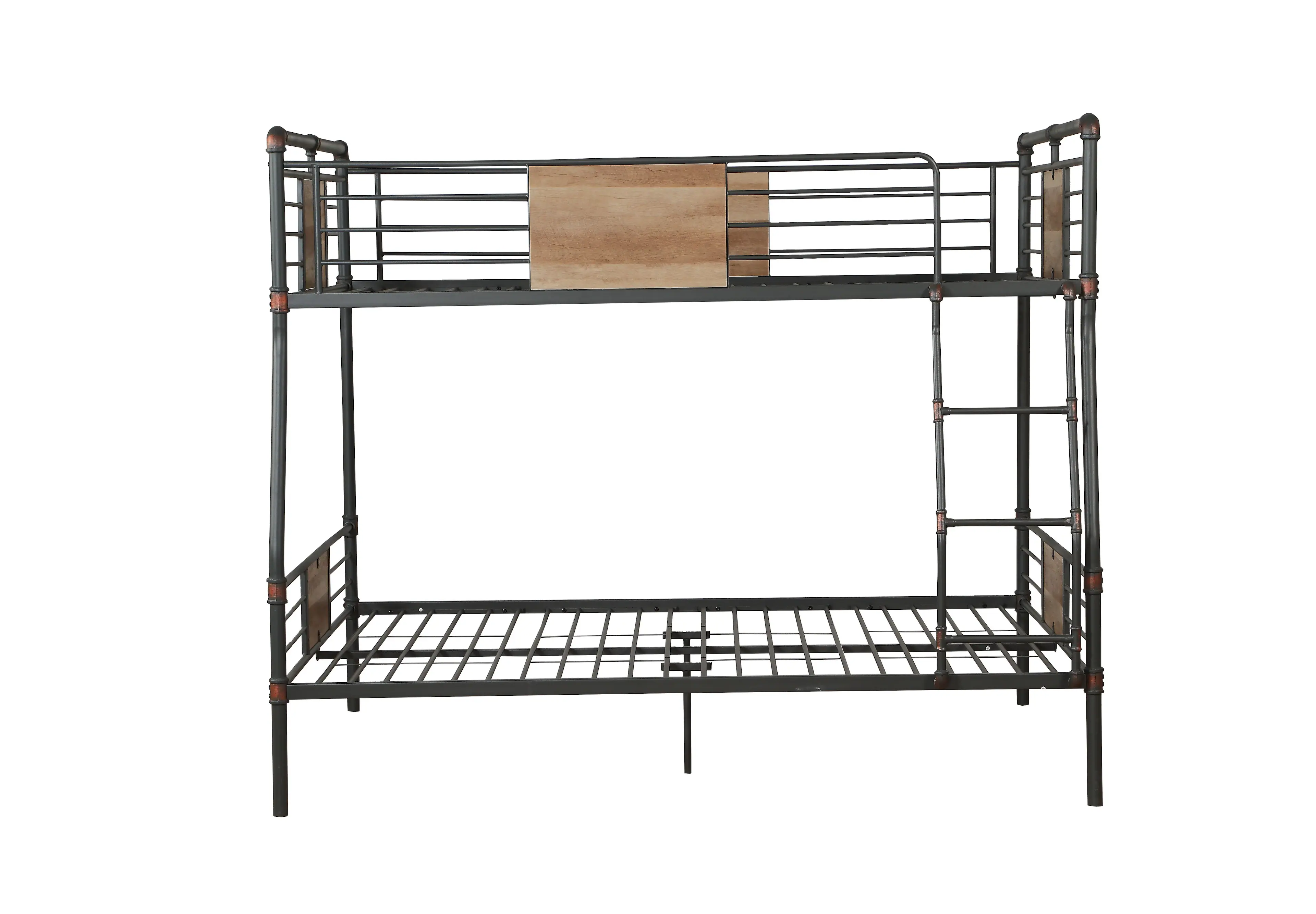 Back. Tiramisubest - Sandy Black & Dark Bronze Hand-Brushed XL/Queen Bunk Bed - Black.