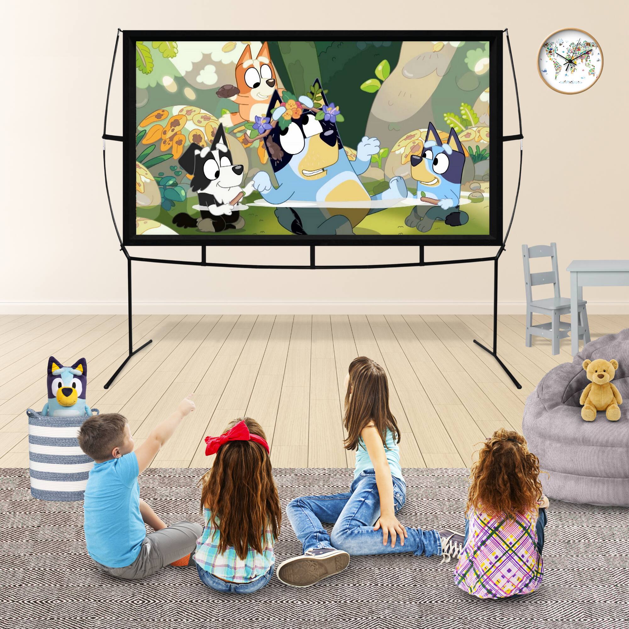 Alt View 3. KHOMO GEAR - 120" Portable Projector Screen with Stand – Foldable Indoor/Outdoor Screen for Theater & Events.