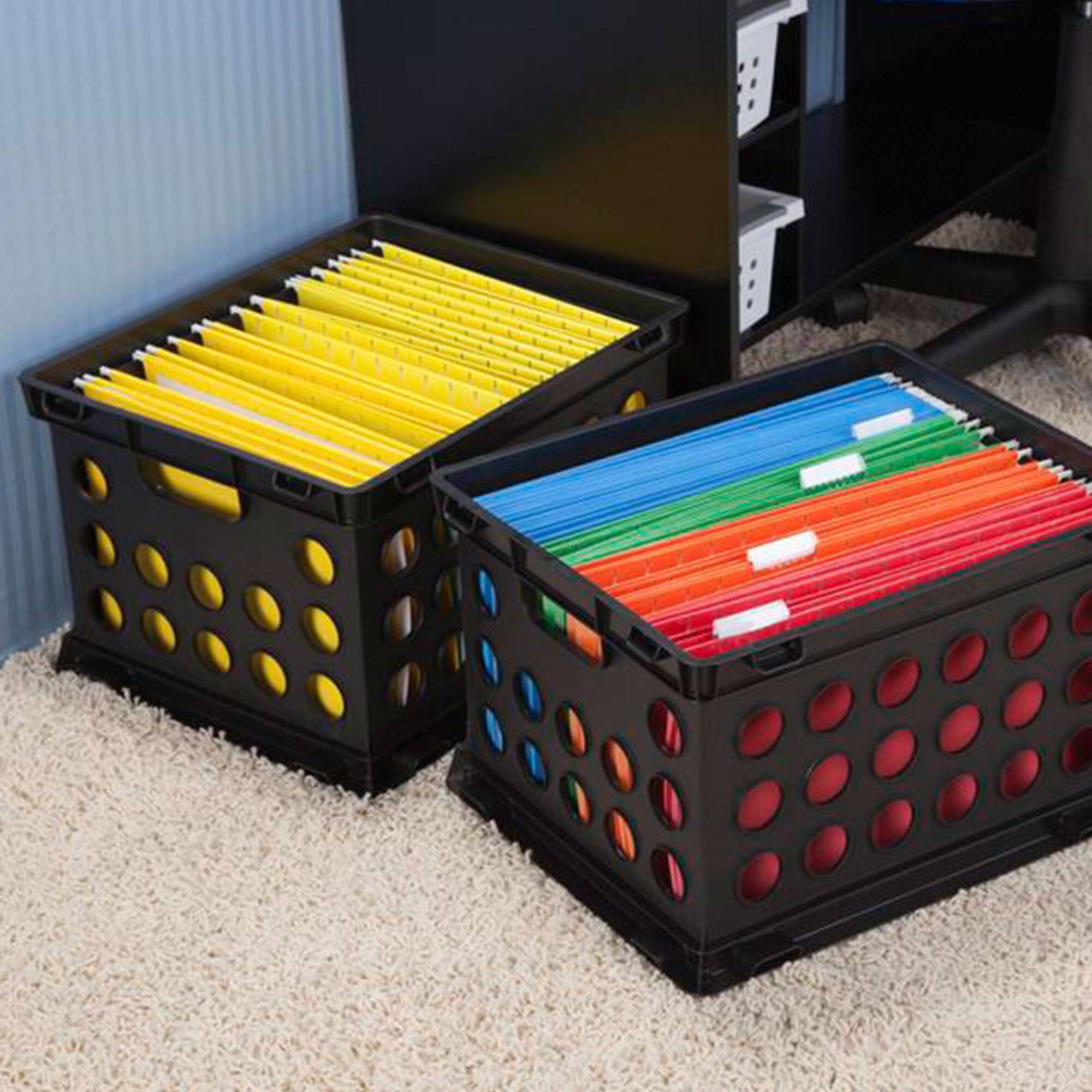 Alt View 3. Sterilite - Sterilite Stackable Sturdy Storage Crate Organizer Bins with Handles, 12 Pack.