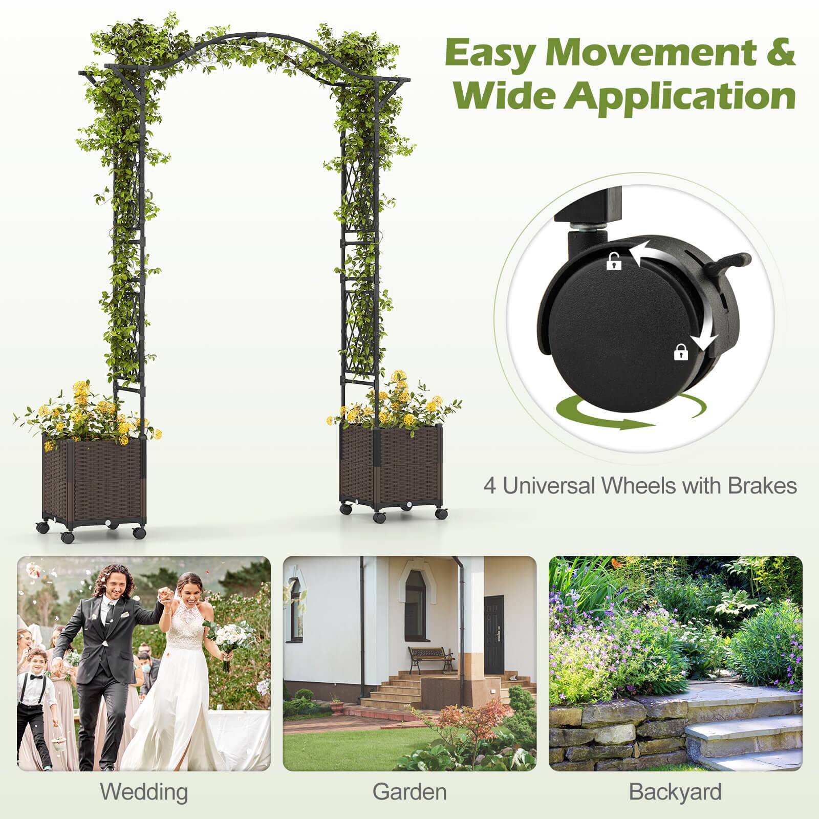 Easy Movement & Wide Application

4 Universal Wheels with Brakes

Wedding  
Garden  
Backyard